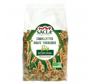 Pâtes Coquillettes Rigate Tricolore Bio Saclà 500 g – Pâtes italiennes