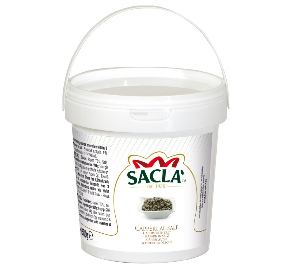 Câpres 11/13 au sel 30% 1,3 kg – Format pro Saclà