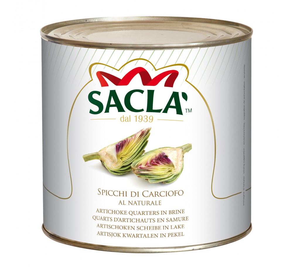 Quartiers d'artichauts au naturel Saclà 2,55 kg - format pro