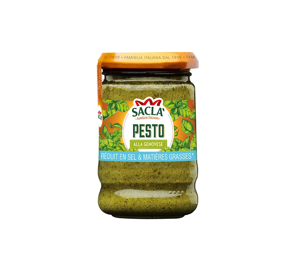 Pesto Genovese allégé en sel et matières grasses 190g – Sauce pesto Saclà