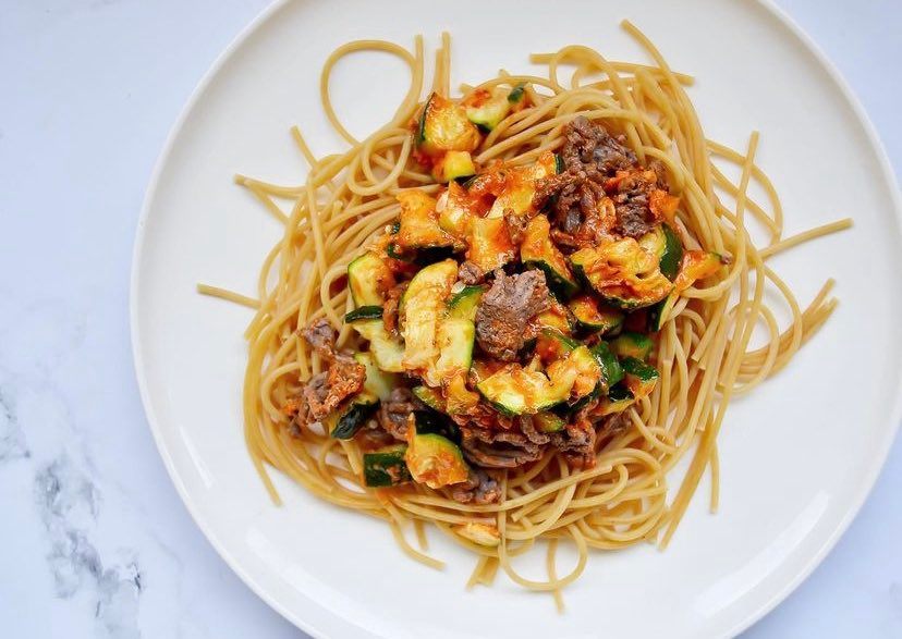 Spaghettis courgettes et viande hachée