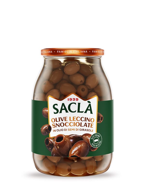 Olives Leccino  dénoyautées à l’huile de tournesol — 950g