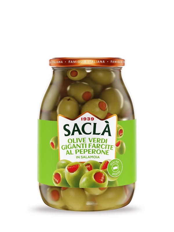 Olives vertes  géantes au poivron au naturel — 1kg